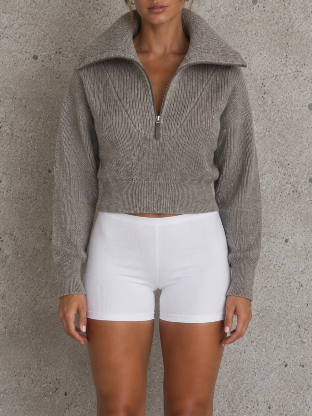 Varley Mentone Women's Cropped True Knit Quarter Zip 100% Cotton Sweater S